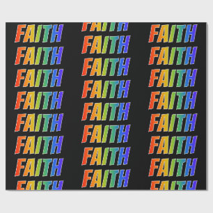 Papel De Presente Nome próprio do arco-íris "FAITH"; Divertido e c