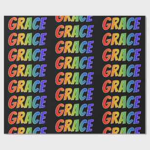 Papel De Presente Nome próprio do arco-íris "GRACE"; Divertido e c
