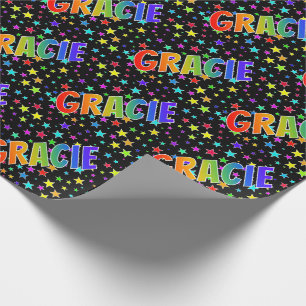 Papel De Presente Nome próprio do arco-íris "GRACIE" + estrelas