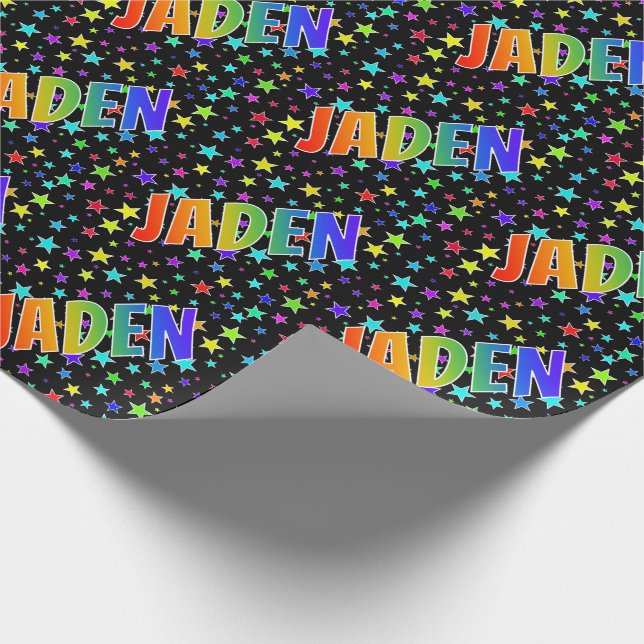 Papel De Presente Nome próprio do arco-íris "JADEN" + estrelas (Ponta)