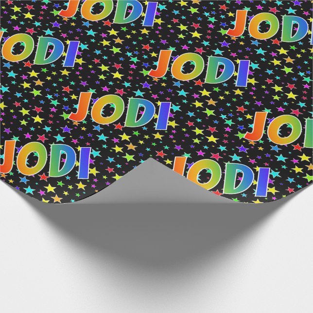 Papel De Presente Nome próprio do arco-íris "JODI" + estrelas (Ponta)
