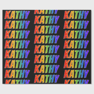 Papel De Presente Nome próprio do arco-íris "KATHY"; Divertido e c
