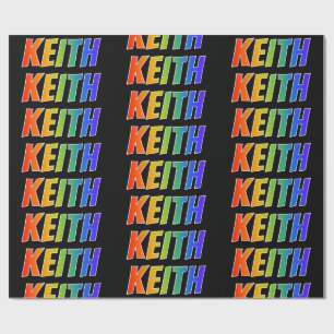 Papel De Presente Nome próprio do arco-íris "KEITH"; Divertido e c