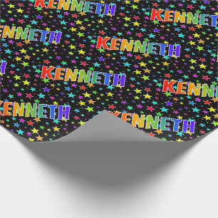 Papel De Presente Nome próprio do arco-íris "KENNETH" + estrelas