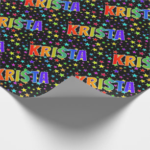 Papel De Presente Nome próprio do arco-íris "KRISTA" + estrelas