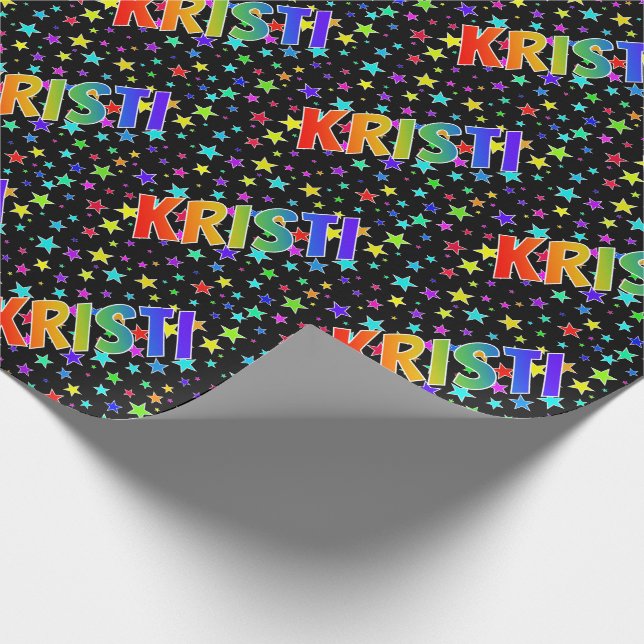 Papel De Presente Nome próprio do arco-íris "KRISTI" + estrelas (Ponta)