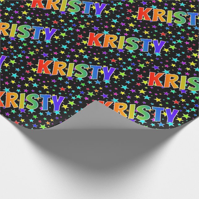 Papel De Presente Nome próprio do arco-íris "KRISTY" + estrelas (Ponta)