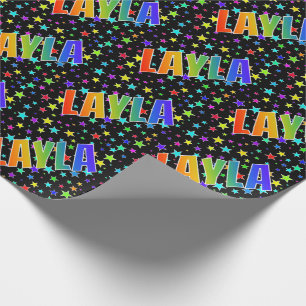 Papel De Presente Nome próprio do arco-íris "LAYLA" + estrelas