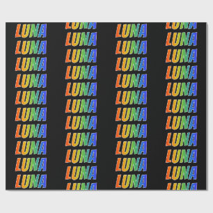 Papel De Presente Nome próprio do arco-íris "LUNA"; Divertido e co