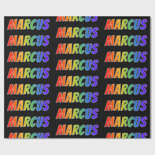 Papel De Presente Nome próprio do arco-íris "MARCUS"; Divertido e 