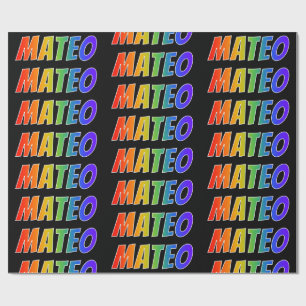 Papel De Presente Nome próprio do arco-íris "MATEO"; Divertido e c