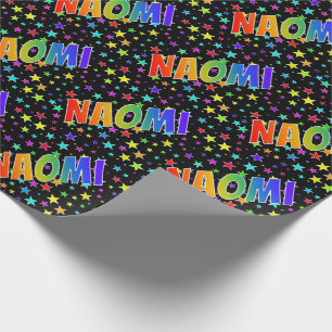 Papel De Presente Nome próprio do arco-íris "NAOMI" + Estrelas