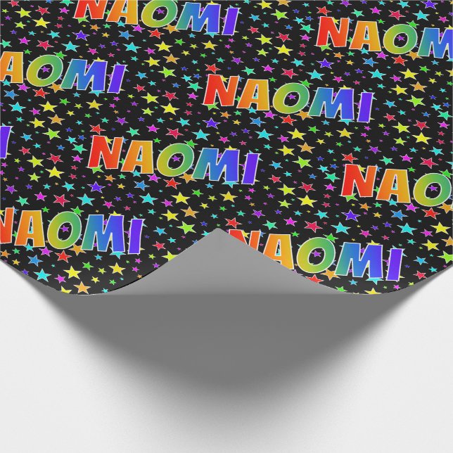Papel De Presente Nome próprio do arco-íris "NAOMI" + Estrelas (Ponta)