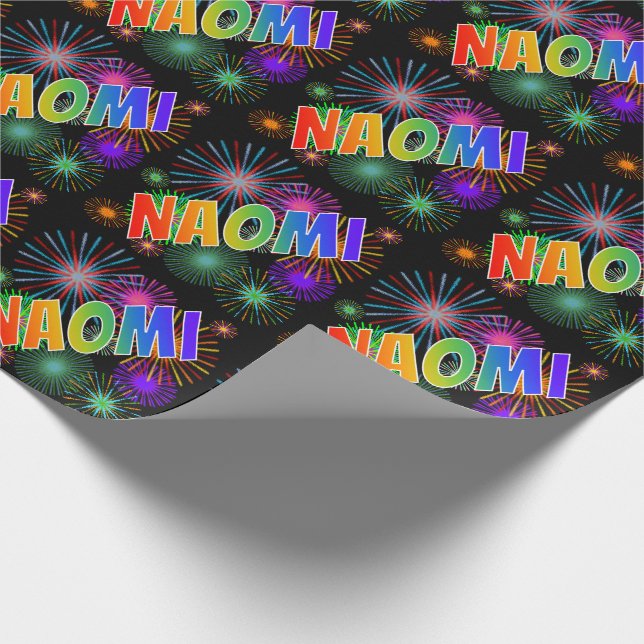 Papel De Presente Nome próprio do arco-íris "NAOMI" + Fireworks (Ponta)