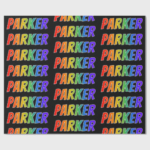 Papel De Presente Nome próprio do arco-íris "PARKER"; Divertido e 