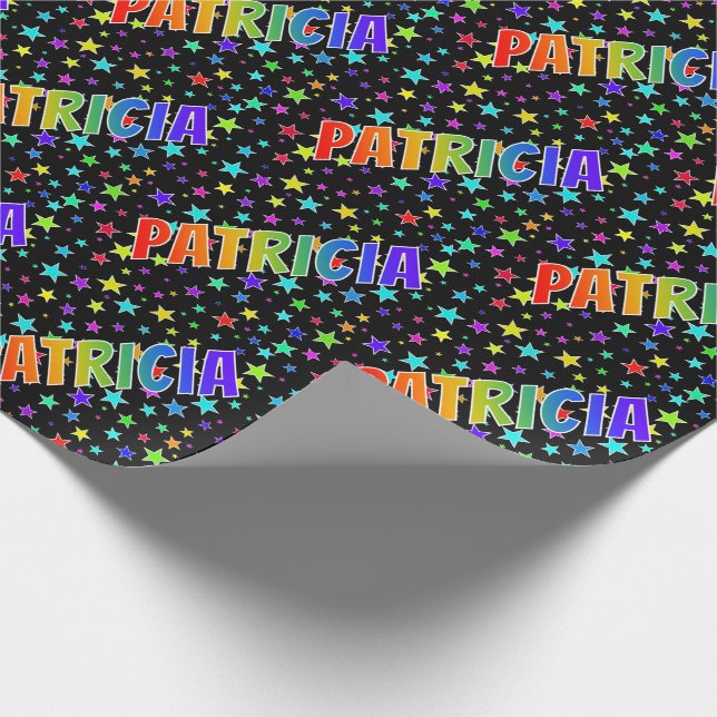 Papel De Presente Nome próprio do arco-íris "PATRICIA" + estrelas (Ponta)