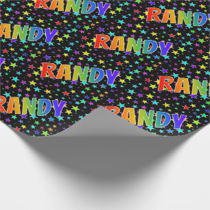 Papel De Presente Nome próprio do arco-íris "RANDY" + estrelas