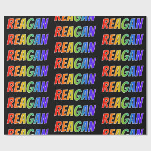 Papel De Presente Nome próprio do arco-íris "REAGAN"; Divertido e 