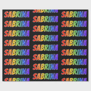 Papel De Presente Nome próprio do arco-íris "SABRINA"; Divertido e