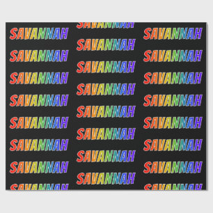 Papel De Presente Nome próprio do arco-íris "SAVANNAH"; Divertido 