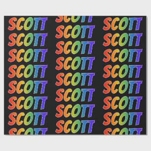 Papel De Presente Nome próprio do arco-íris "SCOTT"; Divertido e c