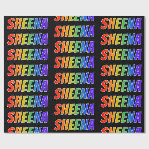 Papel De Presente Nome próprio do arco-íris "SHEENA"; Divertido e