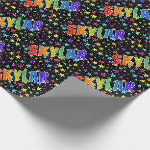 Papel De Presente Nome próprio do arco-íris "SKYLAR" + estrelas