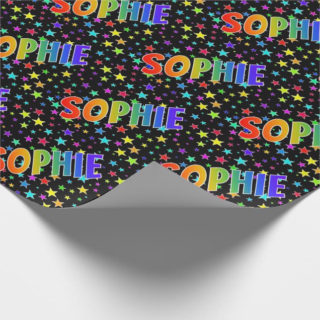 Papel De Presente Nome próprio do arco-íris "SOPHIE" + estrelas (Ponta)
