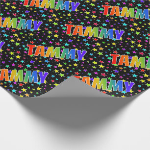 Papel De Presente Nome próprio do arco-íris "TAMMY" + estrelas