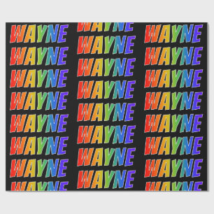 Papel De Presente Nome próprio do arco-íris "WAYNE"; Divertido e c