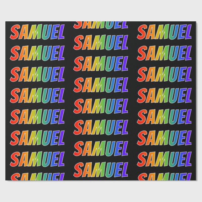Papel De Presente Nome "SAMUEL" do arco-íris; Divertimento & (Aberto)