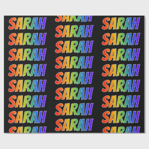 Papel De Presente Nome "SARAH" do arco-íris; Divertimento & colorido