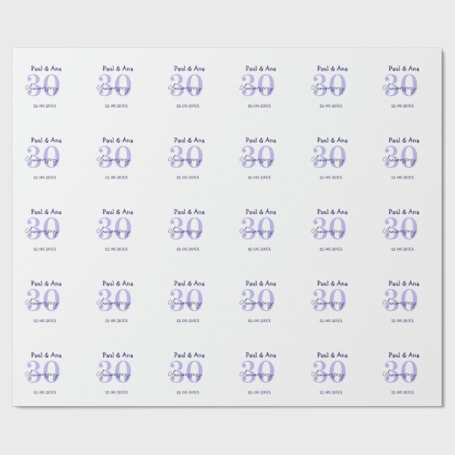 Papel De Presente nome simples letra negrito roxo aniversário de 30  (Aberto)