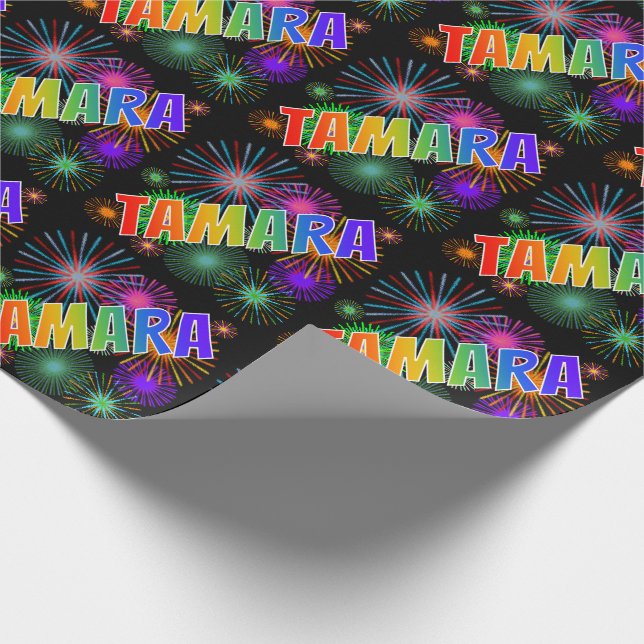 Papel De Presente Nome Tamara "TAMARA" + Fogos de Artifício (Ponta)
