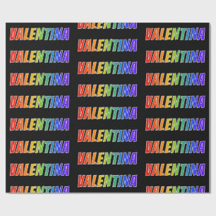Papel De Presente Nome "VALENTINA" do arco-íris; Divertimento &
