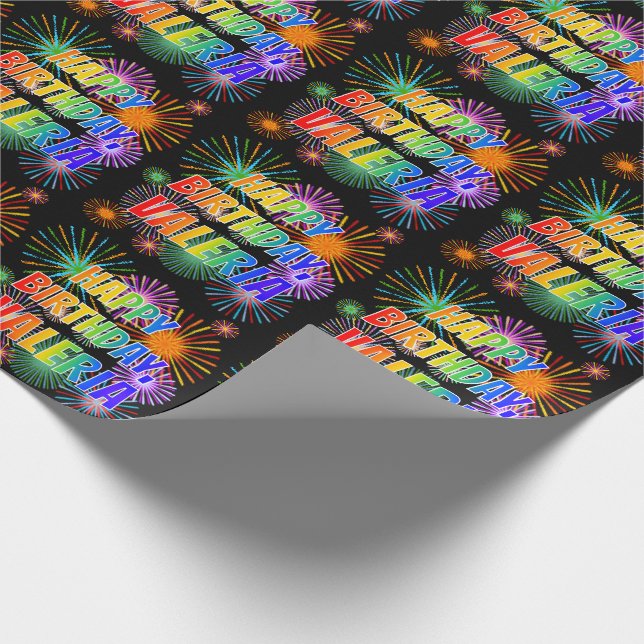 Papel De Presente Nome "VALERIA", Diversão "FELIZ ANIVERSÁRIO" (Ponta)