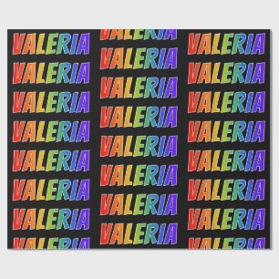 Papel De Presente Nome "VALERIA" do arco-íris; Divertimento &