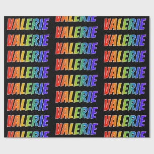 Papel De Presente Nome "VALERIE" do arco-íris; Divertimento &