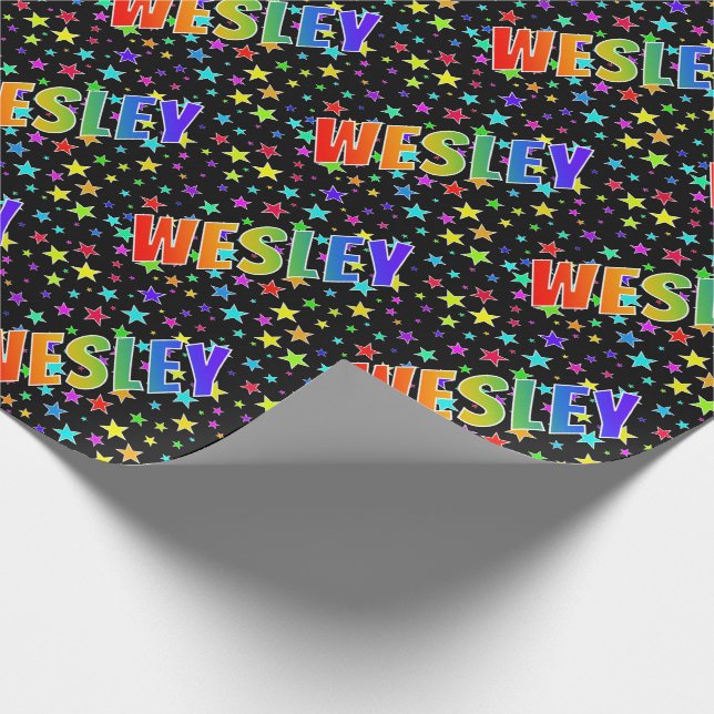 Papel De Presente Nome Wesley "WESLEY" + Estrelas (Ponta)