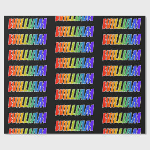 Papel De Presente Nome "WILLIAM" do arco-íris; Divertimento &