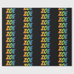 Papel De Presente Nome "ZOE" do arco-íris; Divertimento & colorido