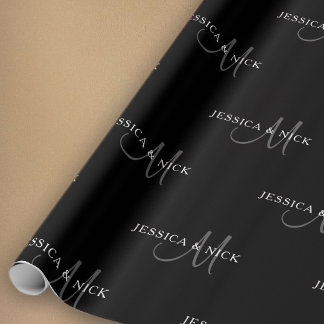 Papel De Presente Nomes de Casais Elegantes & Monograma