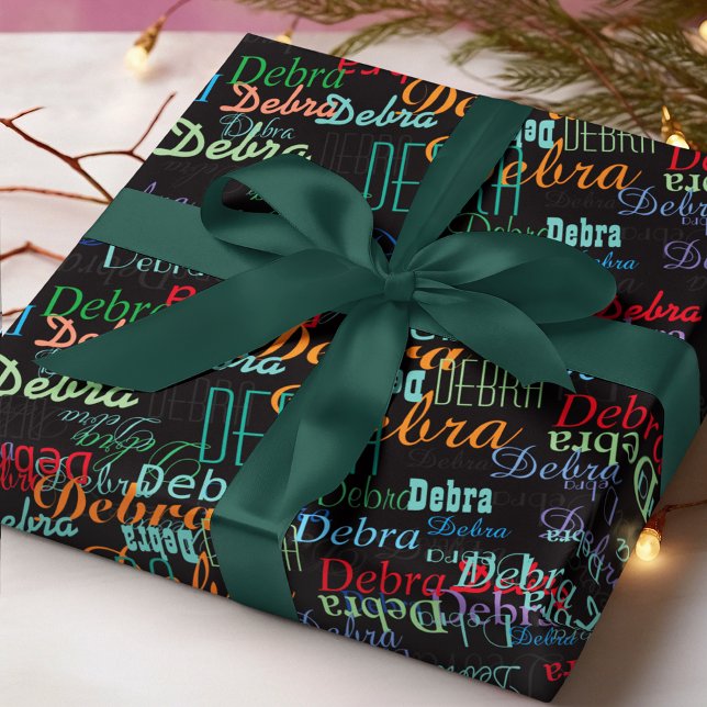 Papel De Presente nomes de cores personalizados em preto (Criador carregado)