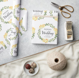Papel De Presente Nomes e datas das flores amarelas W/C no casamento