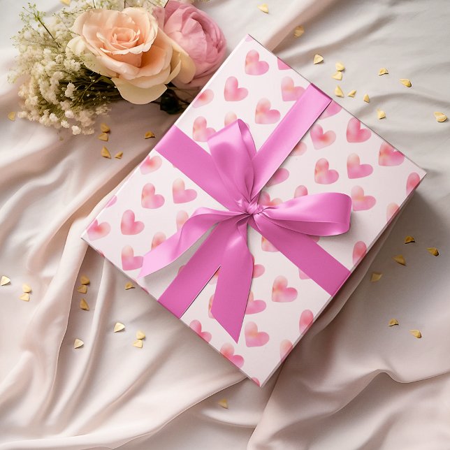 Papel De Presente Nomes Personalizados Design Romântico Rosa Amor - (Criador carregado)
