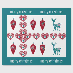 Papel De Presente Nórdico Cross Reindee Scandinávia Merry Xmas