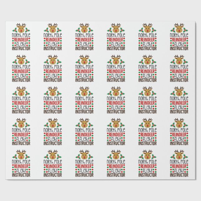 Papel De Presente North Pole Reindeer Flight Instructor Christmas  (Aberto)
