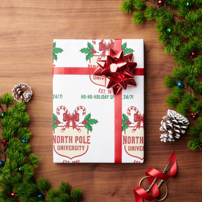 Papel De Presente North Pole University Candy Cane Holiday Christmas (Presente de Natal)