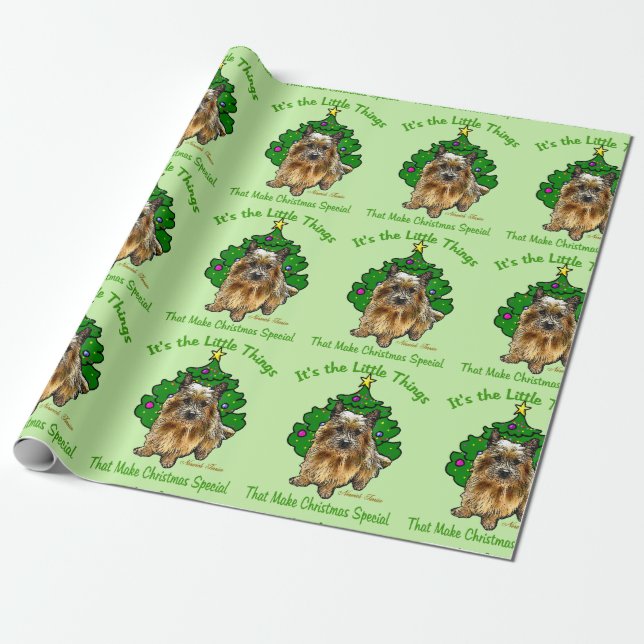 Papel De Presente Norwich Terrier Natal (Desenrolado)