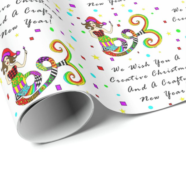 Papel De Presente Nós desejamos-lhe uma sereia criativa do Natal (Ponta do rolo)